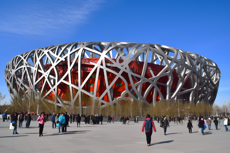 蓝天白云下的城市大型建筑公园钢构结构,高清,摄影图,摄影图片,图片大全,摄影图免费下载
